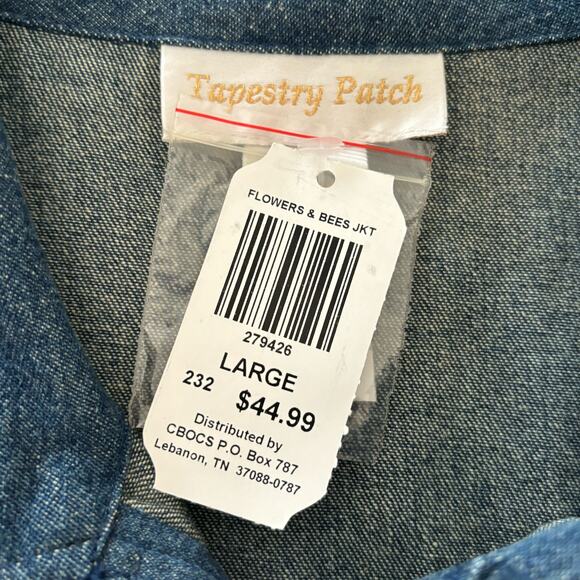 Tapestry Patch Women Shacket Size Large Vintage Cotton Floral Embroidered Denim - Picture 5 of 10
